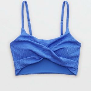 AERIE Shine Pique Scoop Twist Longline Bikini Top